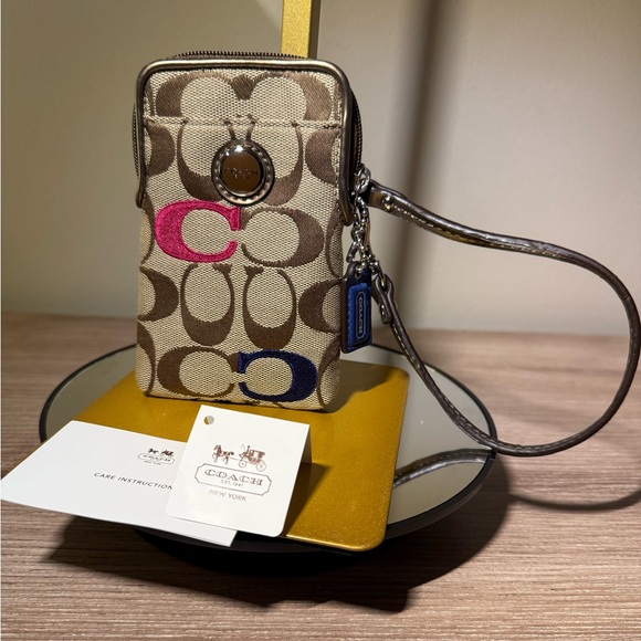 Coach Tan and Pink Wristlet - Picture 1 of 6